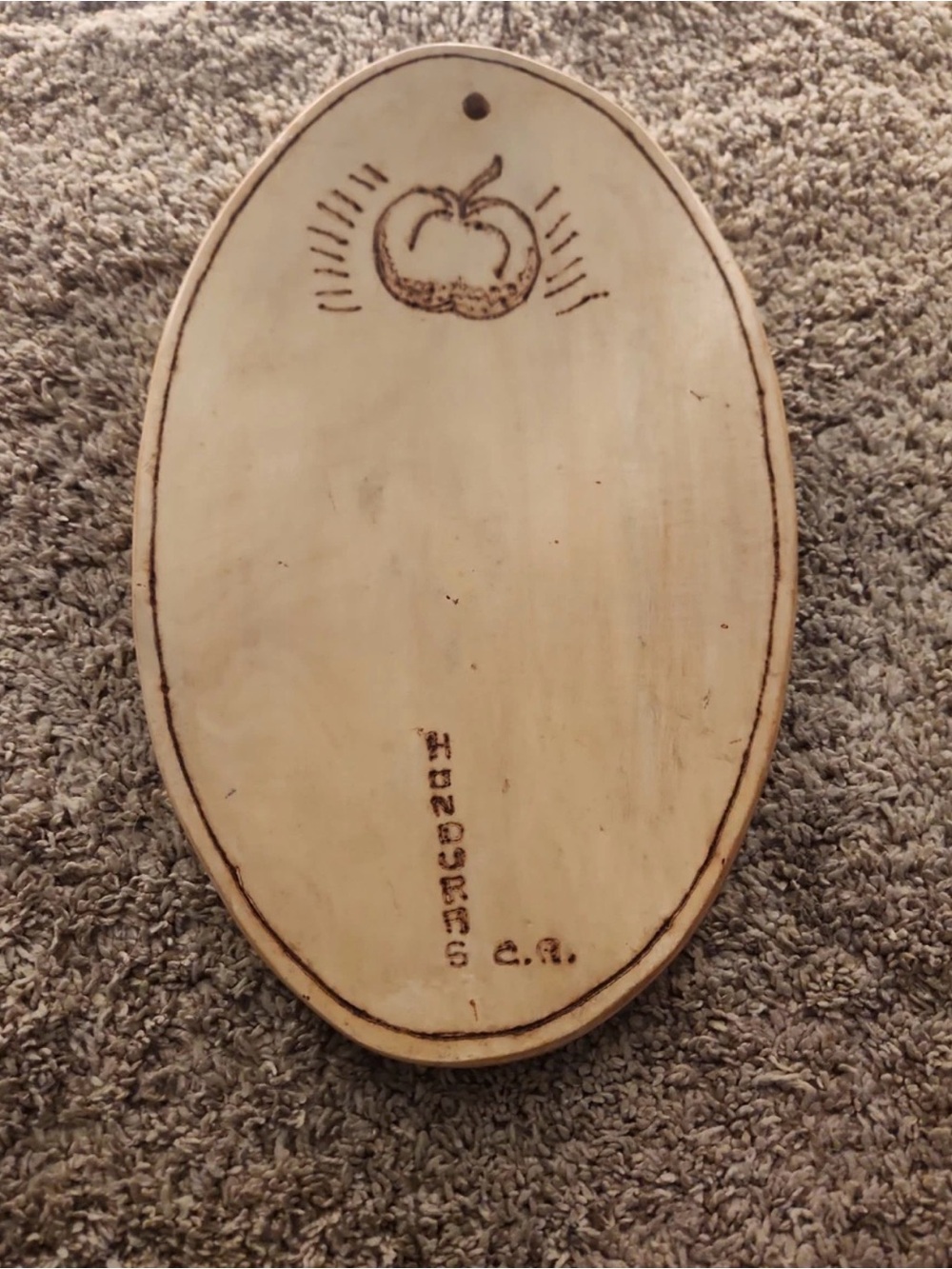 Handcrafted Cream Oval Wall Plaque with Apple Design
